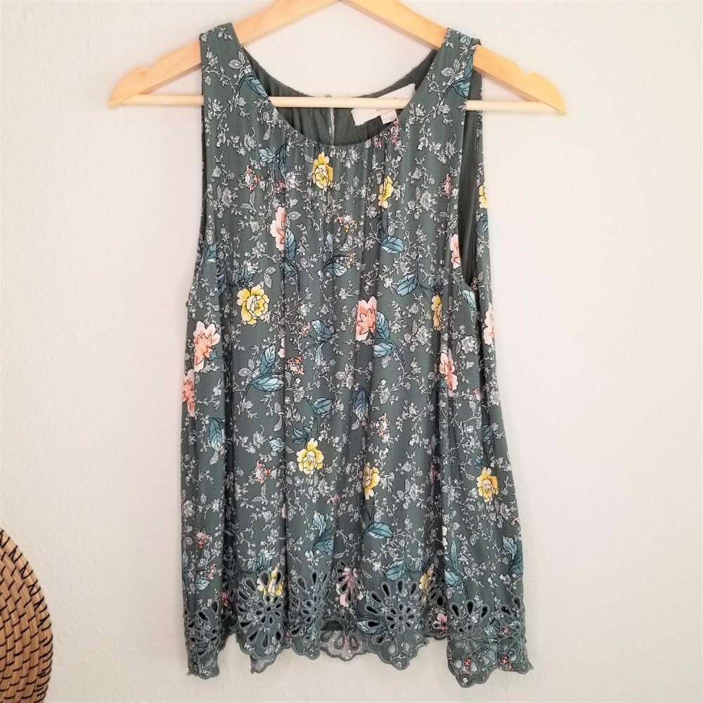 LOFT Boho Floral Tank Top Blouse S